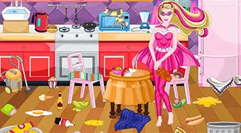 Super Barbie Kitchen Cleaning